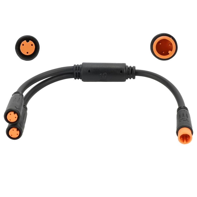EBIKE Cable 3 Pin; 1T2 Y-Splitter Extension Wire for eBike, Julet Type, Suitable for Brake Cut-Off Switch, Gear Shift Sensor, Throttle, Pedal Assist Sensors, 7.9", Waterproof Design